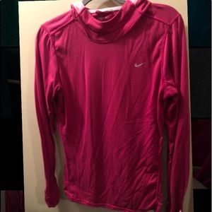 Pink Nike Running long sleeve with hood. Like new!